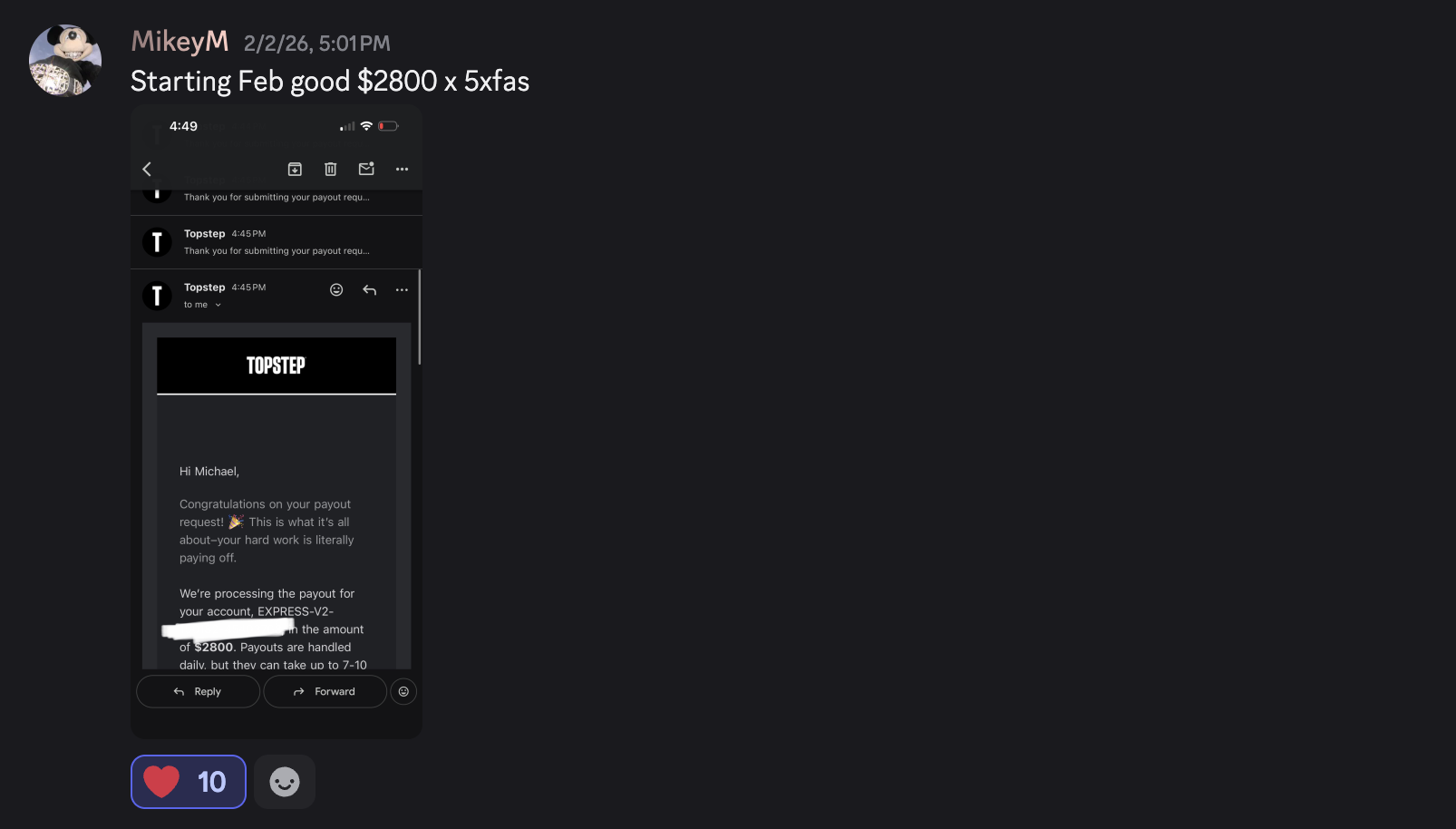 Student payout 15