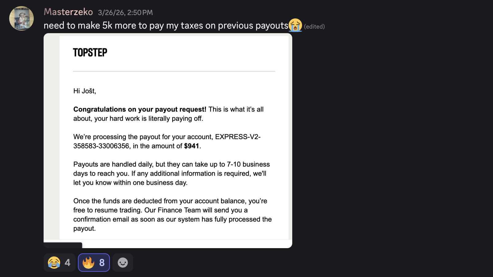 Student payout 12